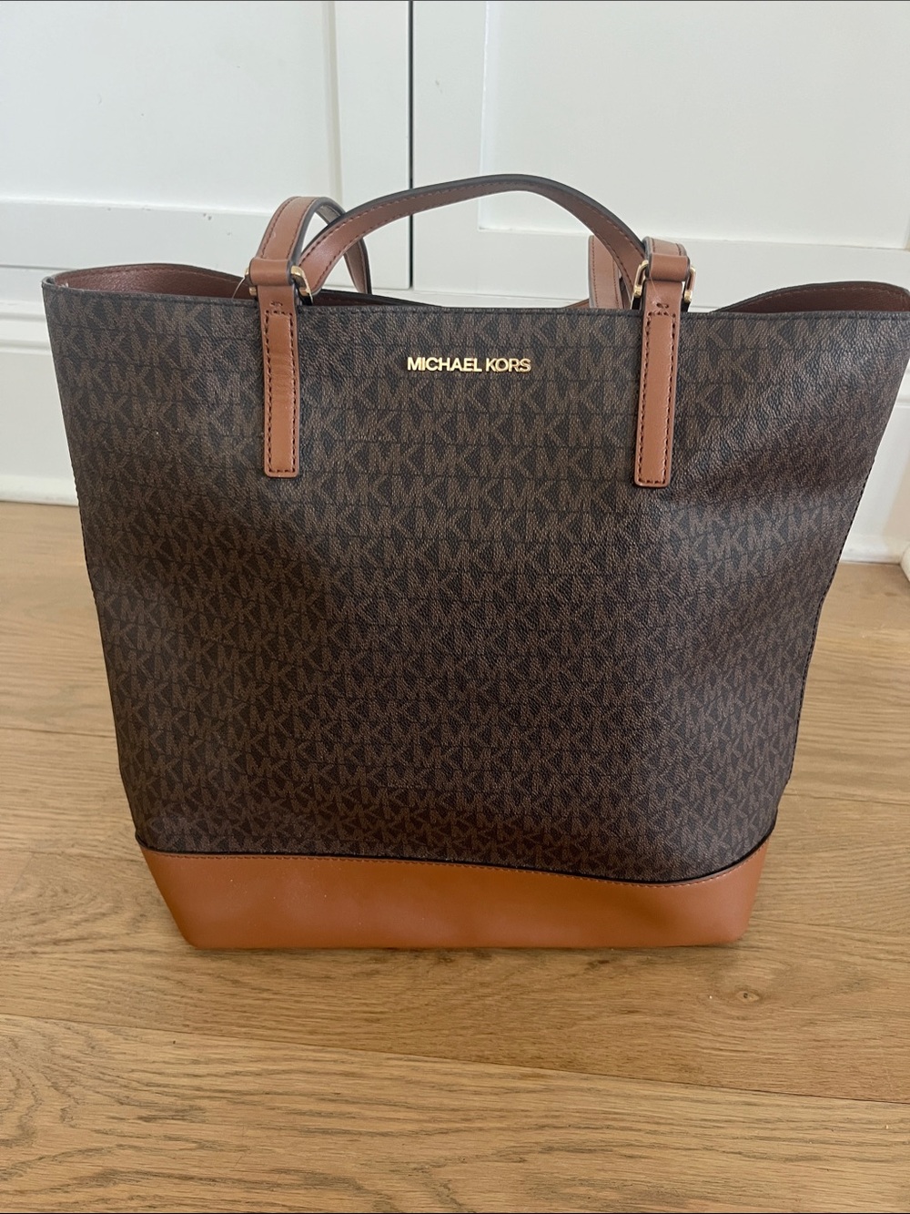 Michael Kors Brown and Tan Monogram Tote